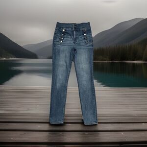 Express Ankle Legging Super High Rise Jeans 2 (26x26) Blue Stretch Denim Womens